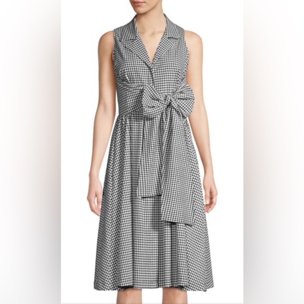 DONNA KARAN NEW YORK
Gingham Sleeveless Wrap Shirtdress